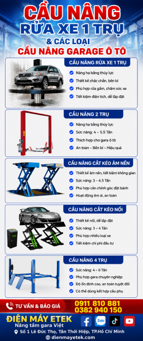  Cầu Nâng Rửa Xe Và Cầu Nâng Sửa Chữa