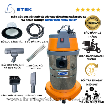 Máy hút bụi công suất mạnh dung tích 38 lít Model 6605-B38-B