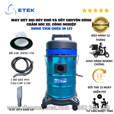 Máy hút bụi chuyên dùng chăm sóc xe hút khô và nước dung tích 30 lít