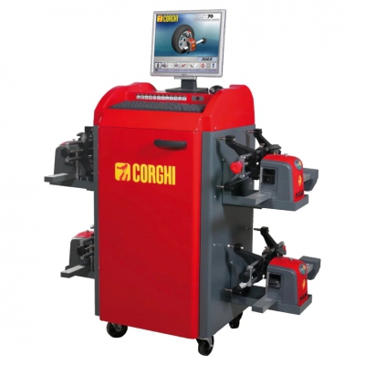 Thiết bị kiểm tra góc đặt bánh xe công nghệ CCD cảm biến 8 camera dùng cho xe tải, bus, cao cấp hãng CORGHI Model: EXACT 70 PLUS II-RADIO nhập khẩu Italy