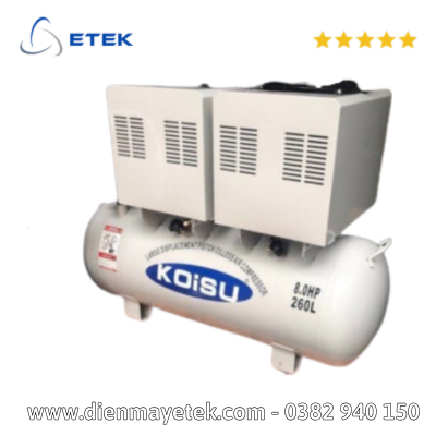 Máy nén khí piston không dầu 8HP, 3 pha, bình tích 260 lít Model HK4V-55