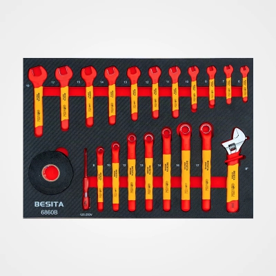 Tủ dụng cụ sửa chữa 75 chi tiết cách điện có dụng cụ, model 6860 chuyên dụng sửa xe ô tô điện