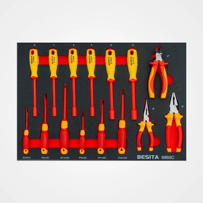 Tủ dụng cụ sửa chữa 75 chi tiết cách điện có dụng cụ, model 6860 chuyên dụng sửa xe ô tô điện