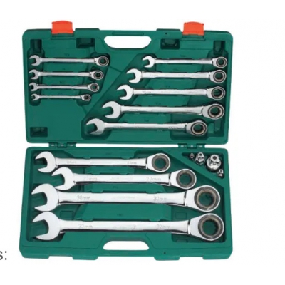 Bộ cờ lê tròng cóc, 18 chi tiết (1/4"-3/4" và 8-32mm) hãng Jonnesway Đài Loan