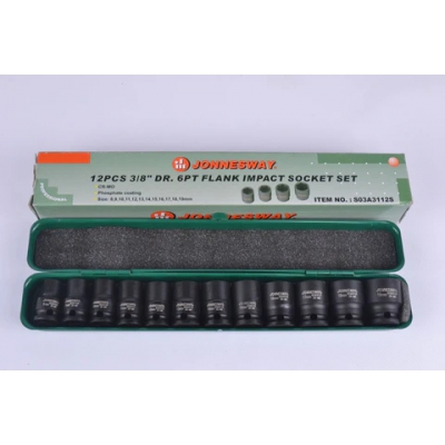 Bộ khẩu ngắn cho súng vặn ốc 3/8", 12 chi tiết (8-19 mm) Hãng Jonnesway Model-S03A3112S