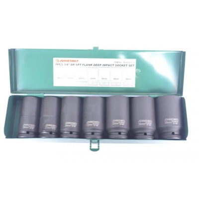 Bộ khẩu súng vặn ốc 3/4" hệ mét 7 chi tiết (khẩu dài), model: S03AD6107S chuyên dùng máy siết bu long