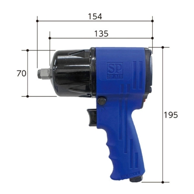Súng vặn ốc 1/2" hãng  SP-AIR - Model: SP-7144A Nhật Bản cao cấp chuyên dùng garage ô tô và xe máy