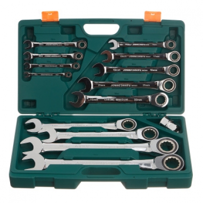 Bộ cờ lê tròng cóc, 18 chi tiết (1/4"-3/4" và 8-32mm) hãng Jonnesway Đài Loan