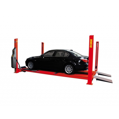 Cầu nâng 4 trụ 5 Tấn, Kiểm tra góc đặt bánh xe, Có bàn nâng phụ (3 pha, màu đỏ) (bao gồm đĩa lái và bộ phụ kiệ