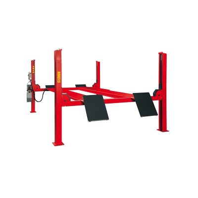 Cầu nâng 4 trụ 4 Tấn, Kiểm tra góc đặt bánh xe, 3 pha, màu đỏ RAL3002 (bao gồm đĩa lái Italy và bộ phụ kiện) hãng Corghi