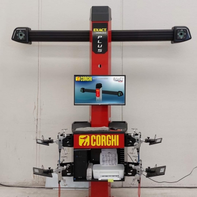 Thiết bị kiểm tra góc đặt bánh xe công nghệ 3D 2 camera nâng tự động, bộ kẹp vành Hãng Corghi nhập khẩu Italy