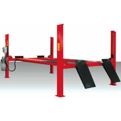 Cầu nâng 4 trụ 4 Tấn, Kiểm tra góc đặt bánh xe, 3 pha, màu đỏ RAL3002 (bao gồm đĩa lái Italy và bộ phụ kiện) hãng Corghi
