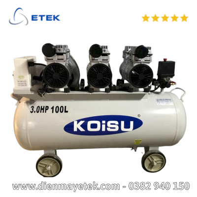 Máy nén khí piston không dầu 3HP, 1 pha, dung tích 100 lít (dẫn động trực tiếp) Model HK750X3-100