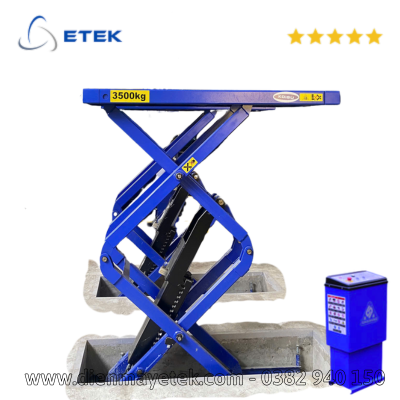 Cầu nâng cắt kéo nâng bụng 3.5 tấn, lắp chìm chuyên bảo dưỡng nhanh hãng Koisu Model: GC-3.5SB