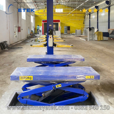 Cầu nâng cắt kéo nâng bụng 3.5 tấn, lắp chìm chuyên bảo dưỡng nhanh hãng Koisu Model: GC-3.5SB