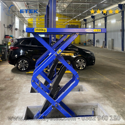 Cầu nâng cắt kéo nâng bụng 3.5 tấn, lắp chìm chuyên bảo dưỡng nhanh hãng Koisu Model: GC-3.5SB